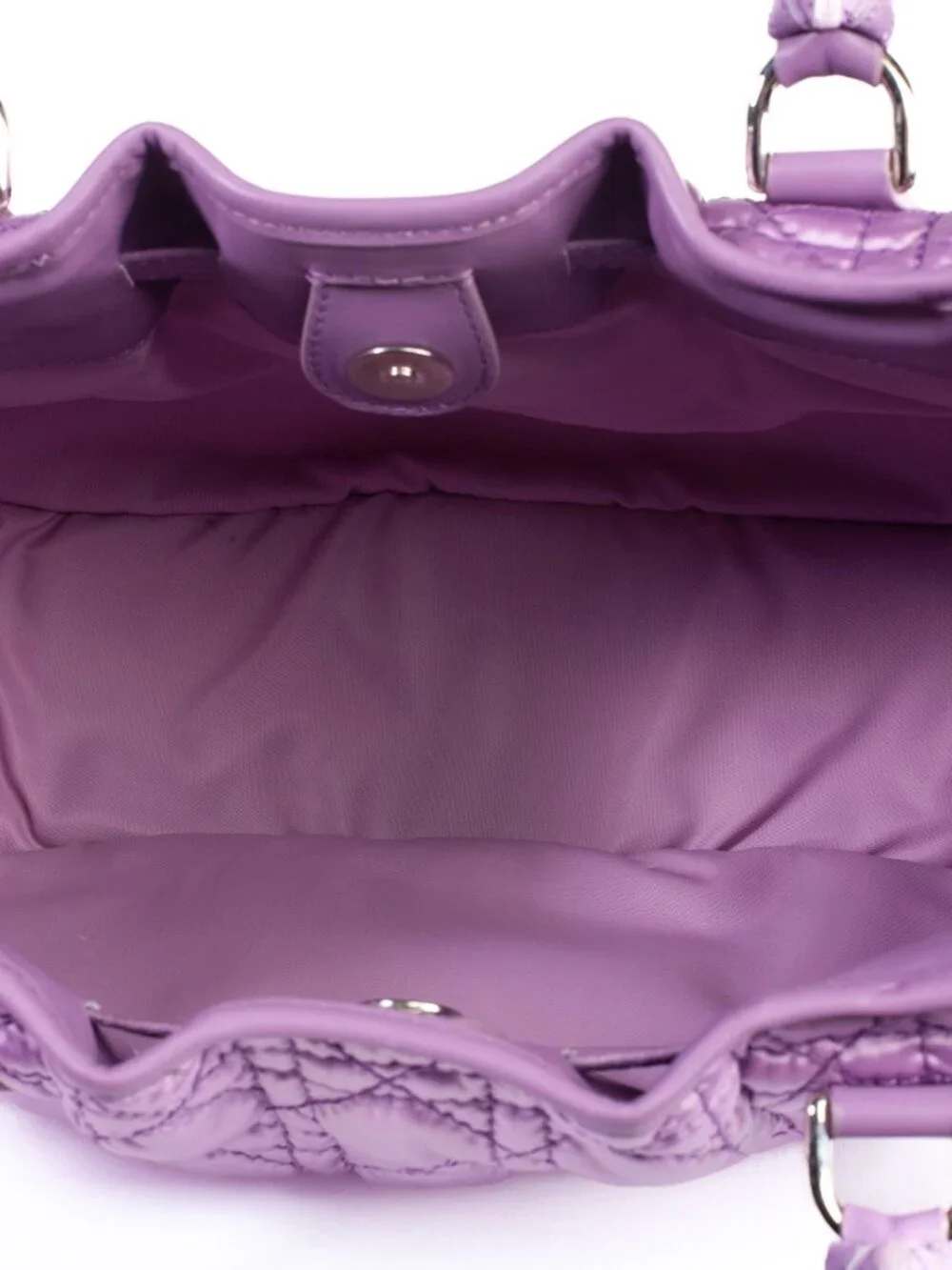 Authentic Christian Dior Light Purple Cannage Quilted Satin Nylon Charming Tote